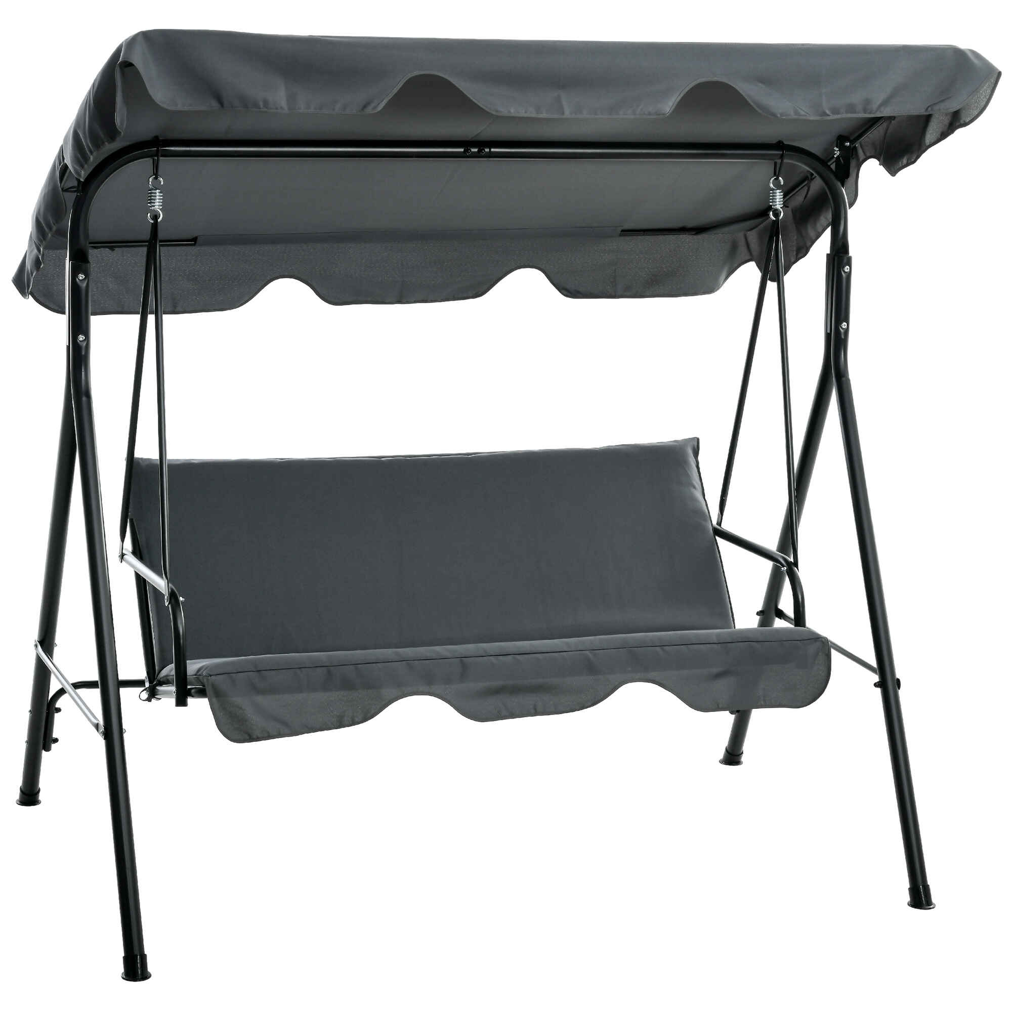Columpio de Jardín de 3 Plazas Balancín Exterior con Techo Ajustable y Marco de Acero para Balcón Terraza Patio Carga 240 kg 172x110x153 cm Gris