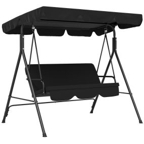 Columpio de Jardín de 3 Plazas Balancín Exterior con Techo Ajustable y Marco de Acero para Balcón Terraza Patio Carga 200 kg 172x110x153 cm Negro