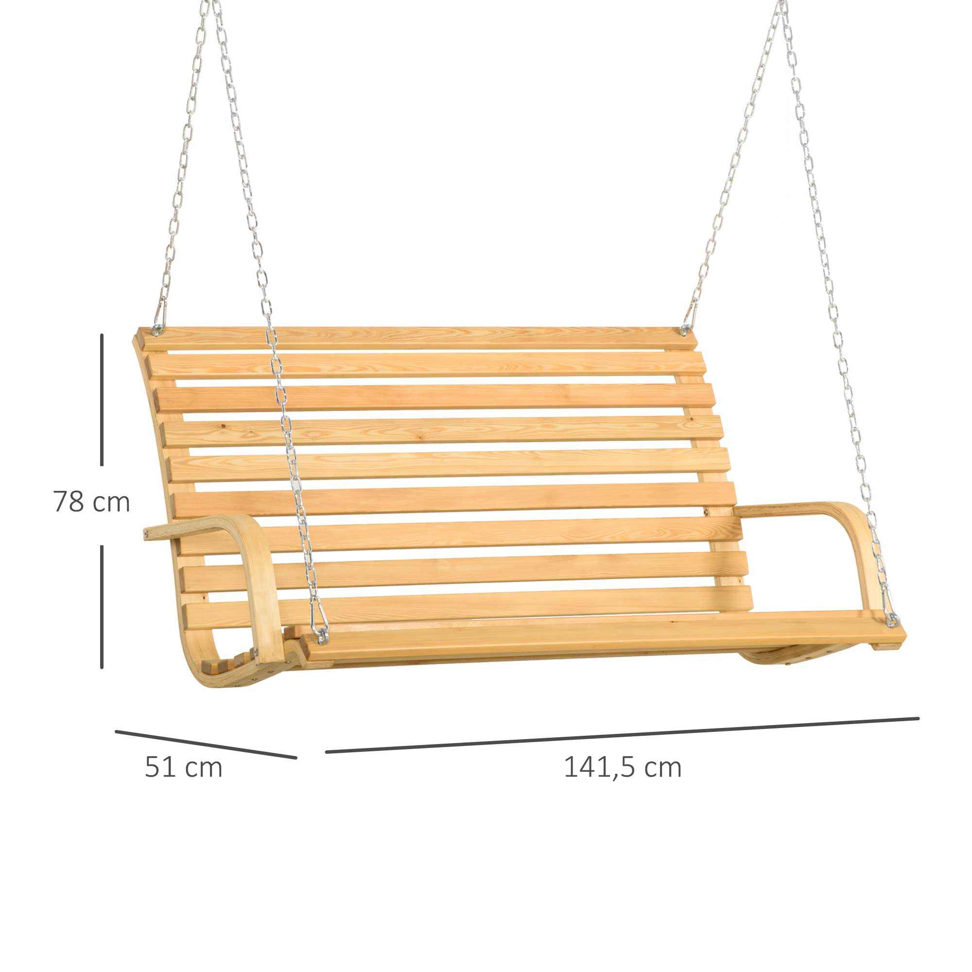 Fatídico Honestidad Maestría Banco Columpio de Madera de 2 Plazas Tipo Balancín Colgante Carga Máx. 250  kg para Jardín