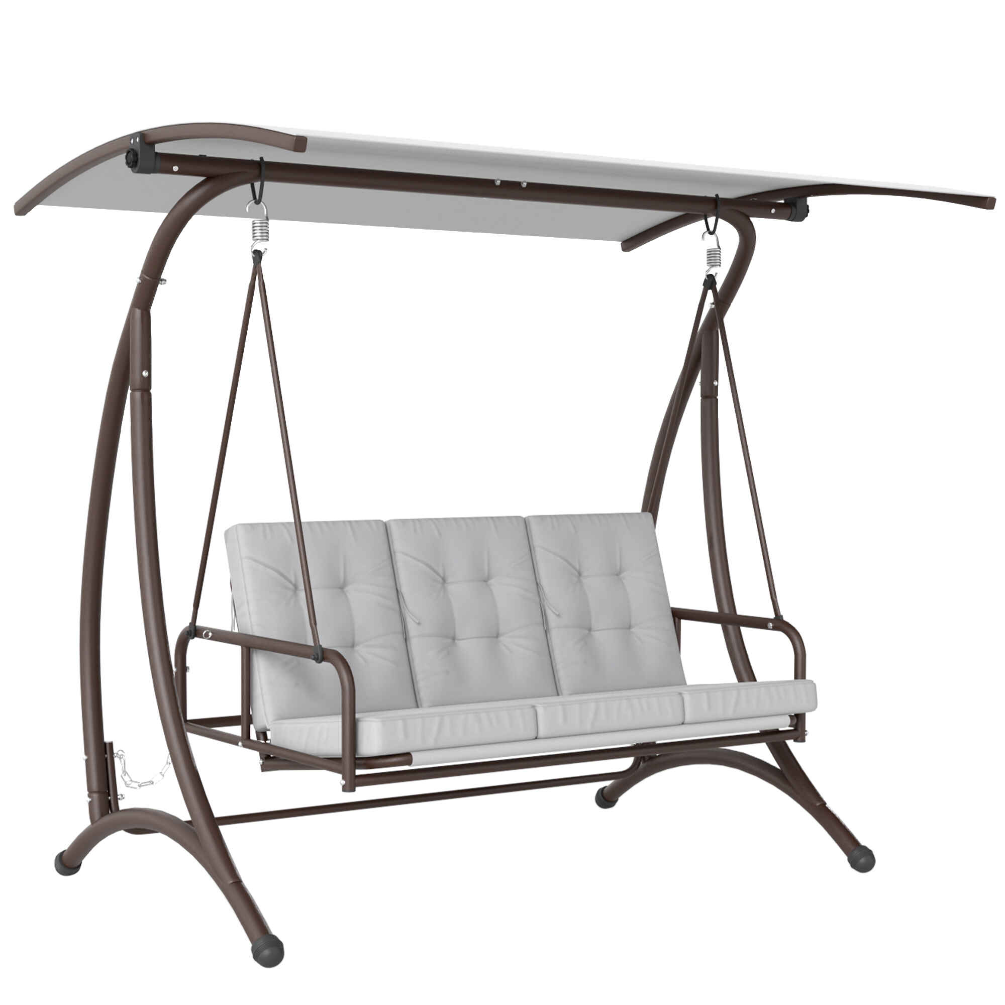 Columpio de Jardín Exterior de 3 Plazas Balancín de Jardín Exterior Convertible en Cama con Toldo Ajustable Protección UPF30+ y Cojines Carga 330 kg 200x120x175 cm Gris Claro