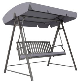 Columpio de Jardín Exterior de 3 Plazas Balancín de Jardín Exterior con Toldo Ajustable Cojín y Estructura de Acero Carga 360 kg 205x133x181 cm Gris