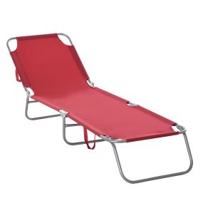 Tumbona Plegable Tumbona Jardín Exterior con Respaldo Ajustable en 5 Posiciones y Estructura Metálica Carga 120 kg para Terraza Piscina Playa 187x55x24 cm Burdeos