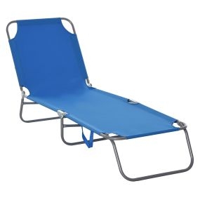 Tumbona Plegable Tumbona Jardín Exterior con Respaldo Ajustable en 5 Posiciones y Estructura Metálica Carga 120 kg para Terraza Piscina Playa 187x55x24 cm Azul