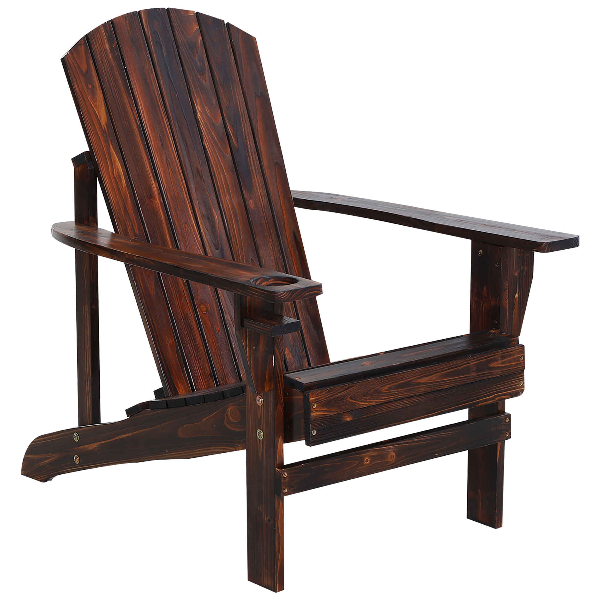 Silla Adirondack de Madera Silla de Jardín con Reposabrazos y Respaldo Alto para Terraza Balcón Exterior 72,5x97x93 cm Marrón