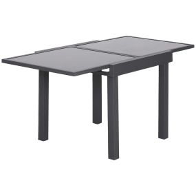 Mesa de Jardín Mesa Extendida de Aluminio Mesa de Comedor Rectangular Tabla Vidrio Templado Carga 50kg para Terraza Patio Exterior Ofrecer Espacio Extra