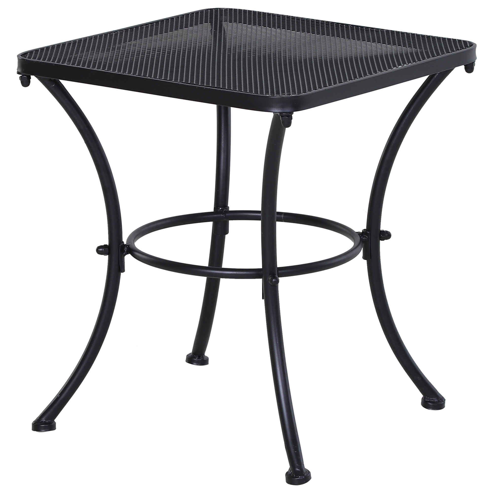 Mesa Auxiliar Cuadrada Mesa de Jardín Exterior con Estructura de Metal para Patio Terraza Balcón Carga 30 kg 45x45x50 cm Negro