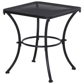 Mesa Auxiliar Cuadrada Mesa de Jardín Exterior con Estructura de Metal para Patio Terraza Balcón Carga 30 kg 45x45x50 cm Negro