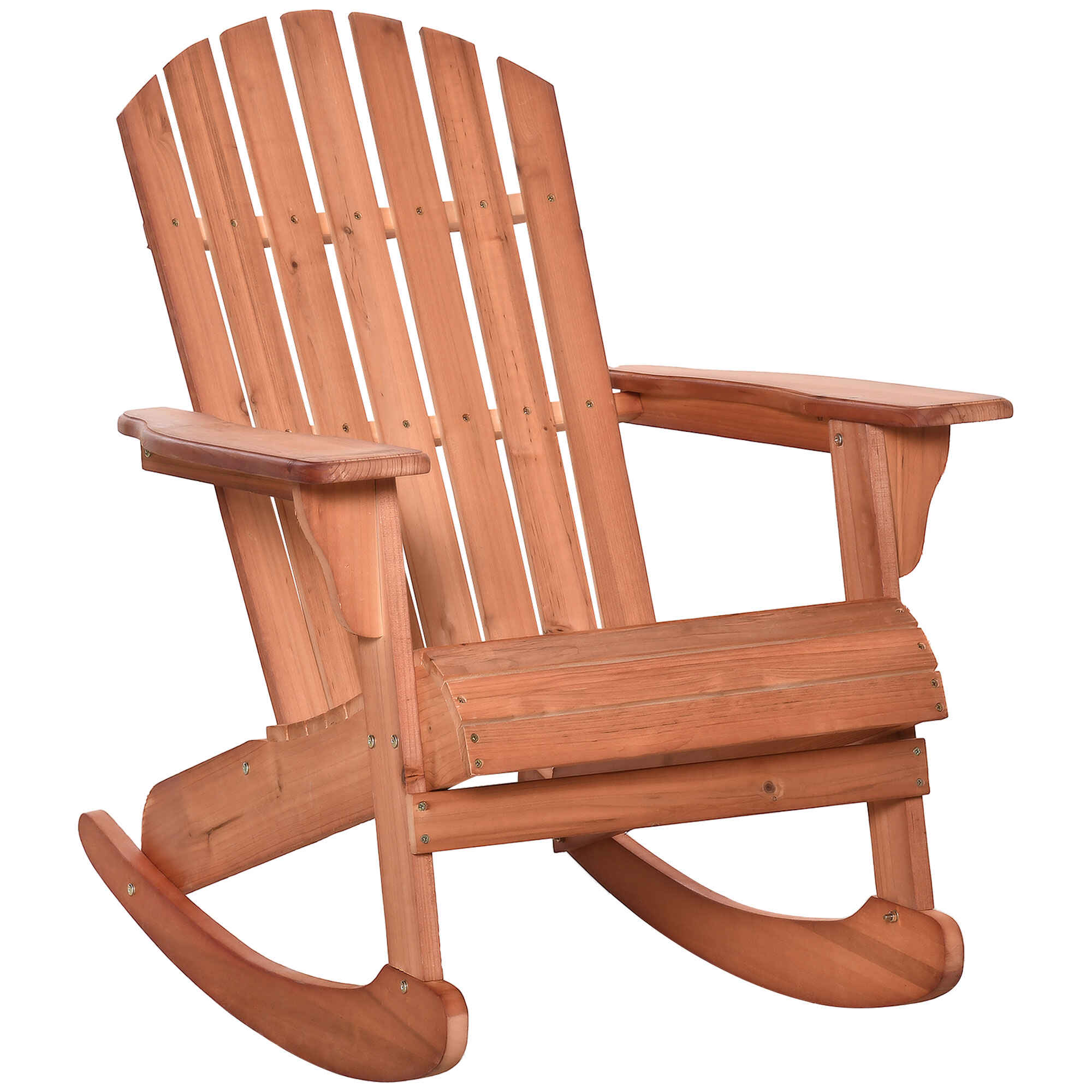 Sillón Mecedora Silla Adirondack de Madera Natural 77x94x97 cm para Jardín Terraza Exterior de Estilo Rústico Carga 130kg Color Teca
