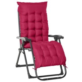 Tumbona Plegable Silla Reclinable con Cojín Extraíble Acolchado de Texteline para Patio Playa Jardín Carga 120 kg 90x65x110 cm Rojo