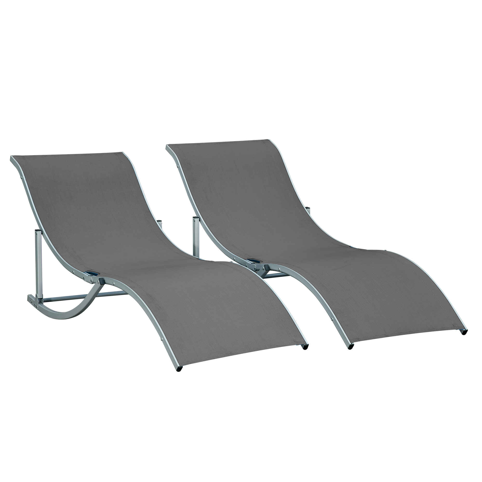 Juego de 2 Tumbonas Plegables Tumbonas de Jardín con Marco de Aluminio en Forma de S Carga de 120 kg para Piscina Patio Terraza 165x61x63 cm Gris Oscuro