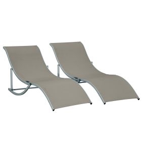 2 Tumbonas Plegables Tumbonas de Jardín en Forma de S con Marco de Aluminio Texteline para Piscina Patio Terraza 165x61x63 cm Gris