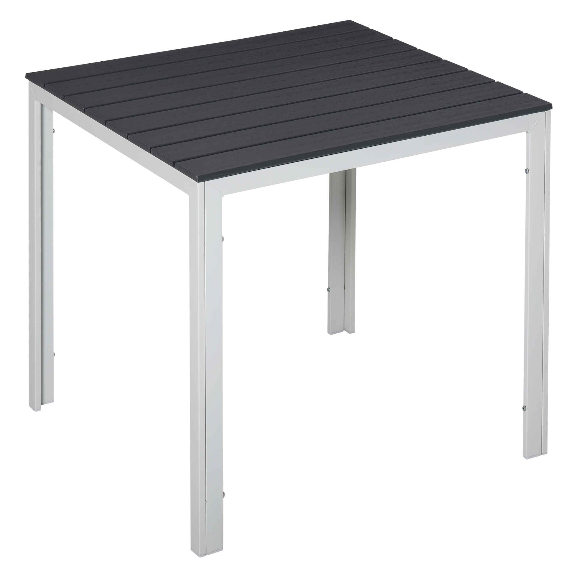 Mesa de Jardín Cuadrada con Marco de Metal Mesa de Comedor para Exteriores Mesa Auxiliar Carga Máx. 50 kg 78x78x74 cm Blanco Gris Oscuro
