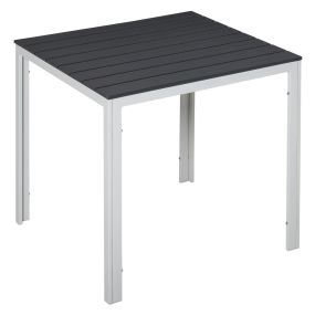 Mesa de Jardín Cuadrada con Marco de Metal Mesa de Comedor para Exteriores Mesa Auxiliar Carga Máx. 50 kg 78x78x74 cm Blanco Gris Oscuro