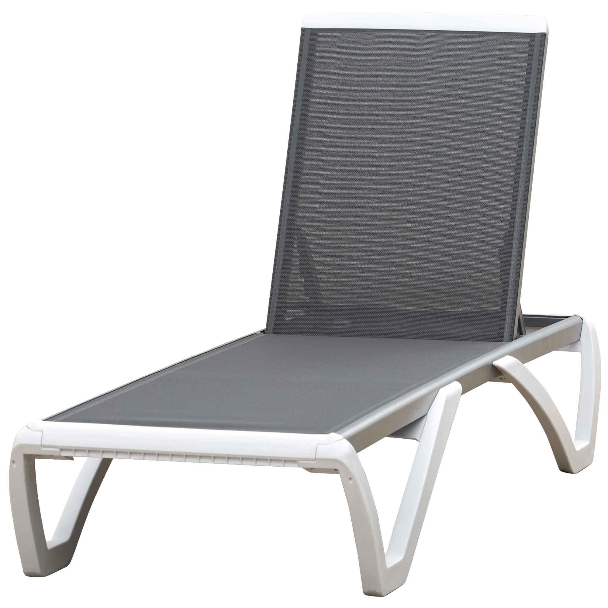 Tumbona Reclinable de Jardín de Aluminio con Ruedas y Respaldo Ajustable en 5 Niveles Sillón Relax para Terraza Balcón Piscina 170x67,5x95 cm Gris Blanco