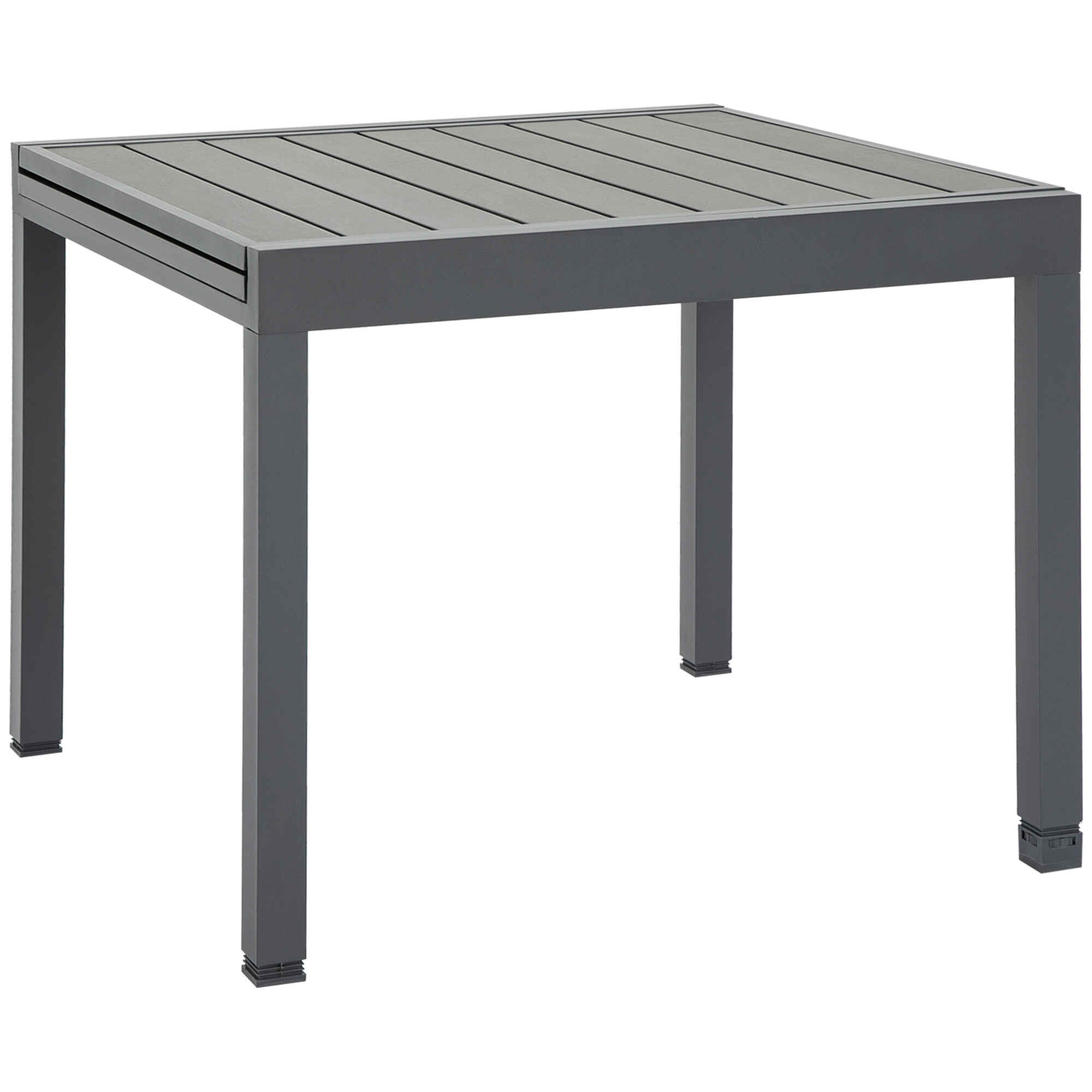 Mesa de Jardín Extensible de Aluminio Mesa de Comedor para Exterior para 4-6 Personas Carga Max. 70 kg para Patio Terraza Balcón 90-180x90x73 cm Gris