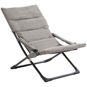 2 en 1 Silla de Camping Plegable Silla de Jardín Portátil con Cojín Acolchado Extraíble y Reposabrazos Marco de Acero para Terraza Playa Exterior 66x94x79 cm Gris