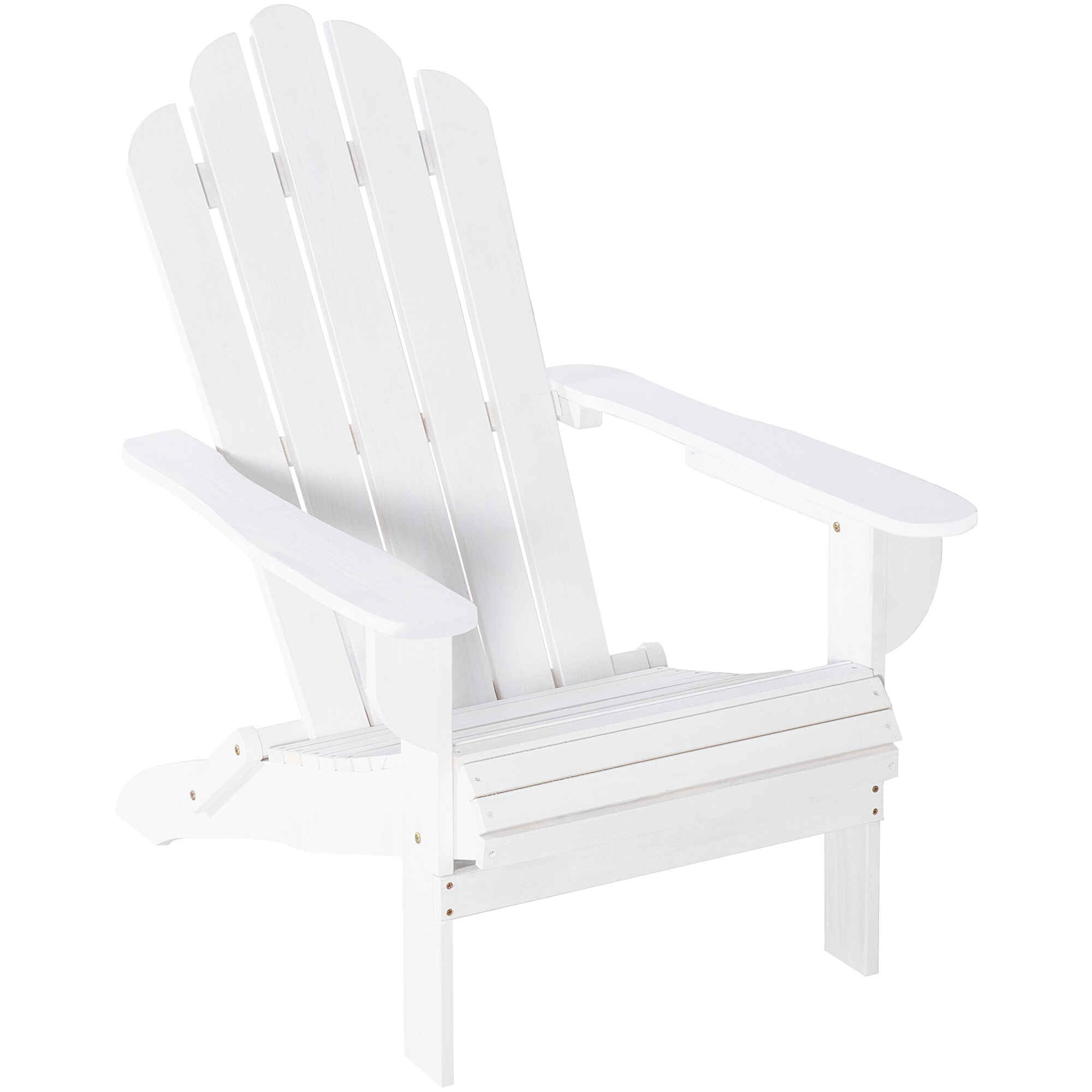 Silla Adirondack de Madera Plegable Silla de Jardín con Reposabrazos y Respaldo Alto para Terraza Balcón Exterior Carga Max. 113 kg 73x88x93 cm Blanco