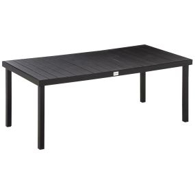 Mesa de Comedor Exterior de Aluminio Mesa de Jardín Exterior para 8 Personas con Encimera de Listones para Terraza Balcón 190x90x74 cm Negro