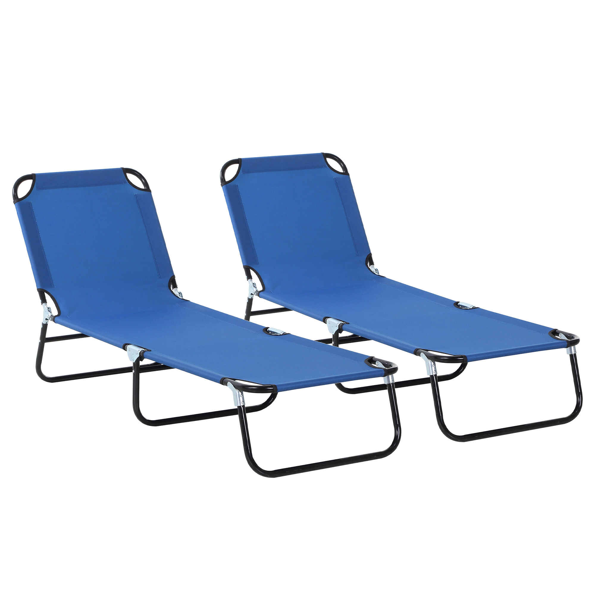Conjunto de 2 Tumbonas Plegables Tumbonas de Jardín Reclinables con Respaldo Ajustable en 5 Niveles Carga 120 kg para Terraza Piscina 188x56x28 cm Azul