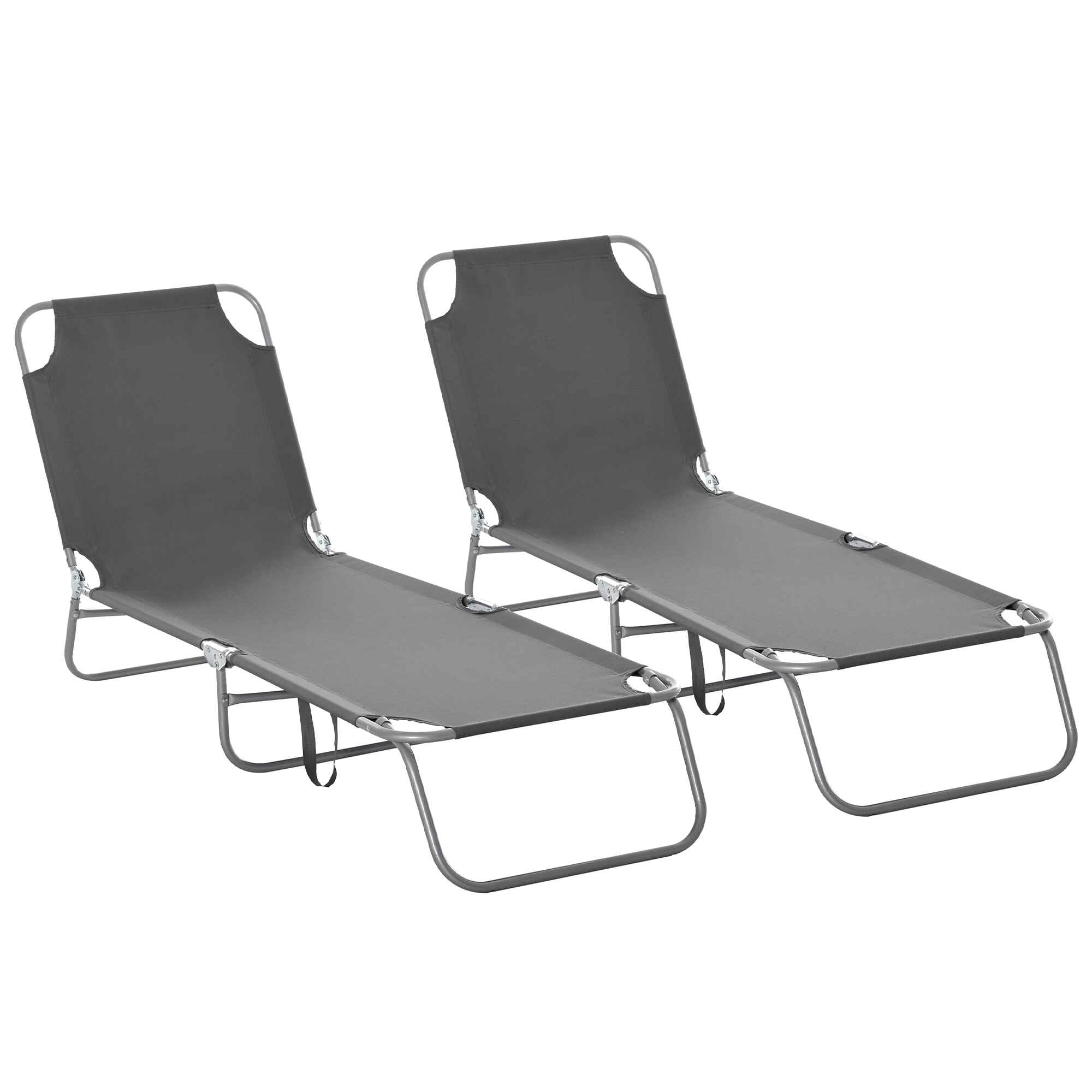 Conjunto de 2 Tumbonas Plegables Tumbonas de Jardín con Respaldo Ajustable en 5 Posiciones Carga 120 kg para Terraza Piscina Playa 187x55x24 cm Gris