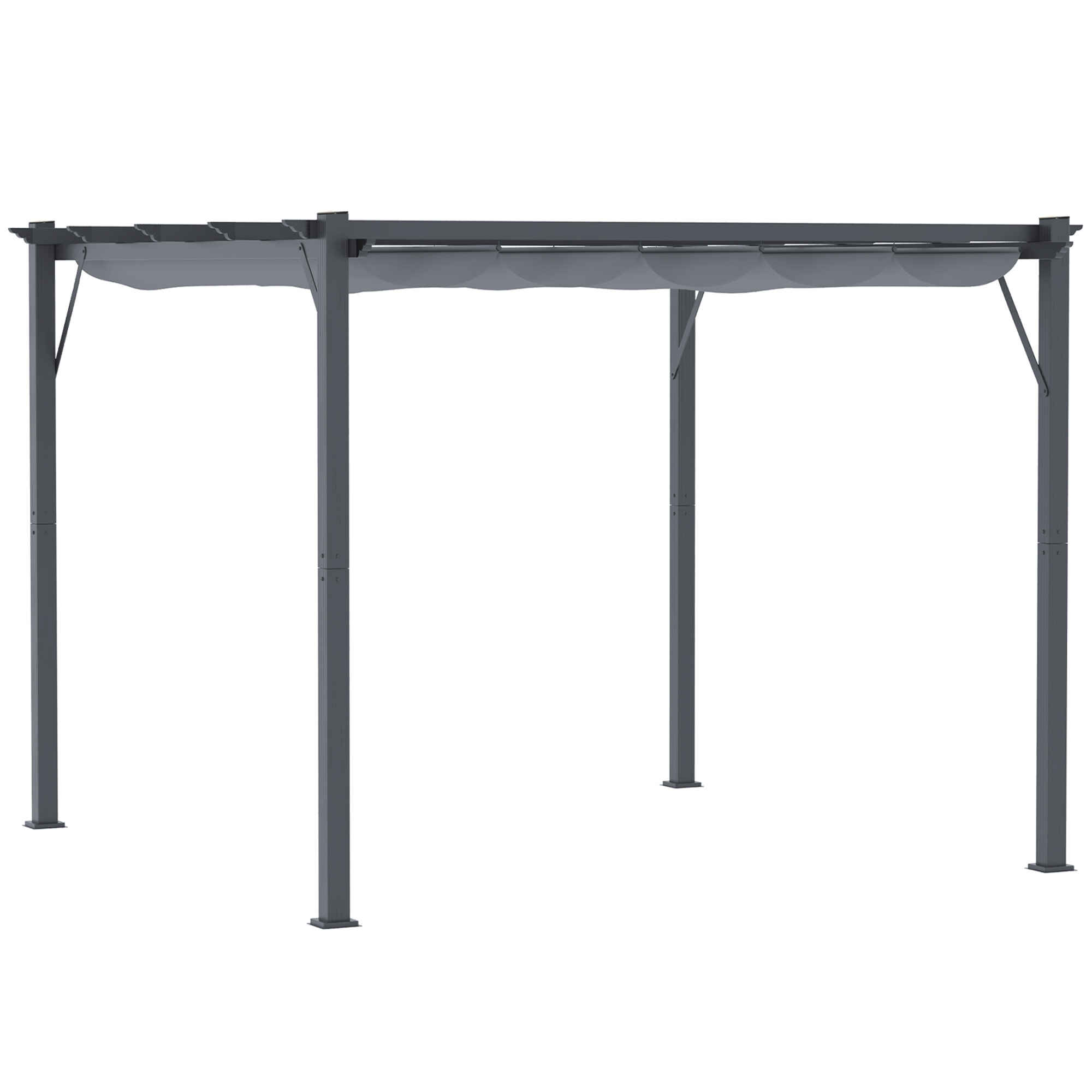 Pérgola con Techo Retráctil Pérgola de Aluminio 3x3 m Cenador con Tela de Poliéster Resistente al Agua Anti-UV Pabellón para Jardín Patio Terraza Exterior Gris