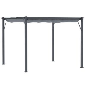 Pérgola con Techo Retráctil Pérgola de Aluminio 3x3 m Cenador con Tela de Poliéster Resistente al Agua Anti-UV Pabellón para Jardín Patio Terraza Exterior Gris