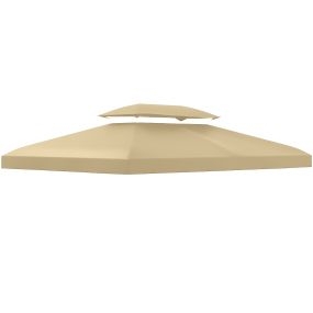 Techo de Repuesto para Cenador 4x3 m de 2 Niveles Toldo para Pérgola Recambio con 10 Orificios de Drenaje Cubierta de Repuesto para Gazebo Pabellón Exterior Crema