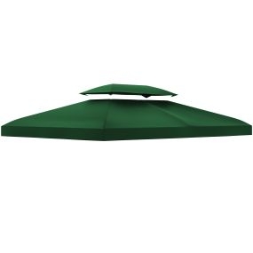 Techo de Repuesto para Cenador 4x3 m Cubierta de Repuesto con Techo Doble 10 Orificios de Drenaje y Protección UV Toldo de Recambio para Pabellón Gazebo Verde