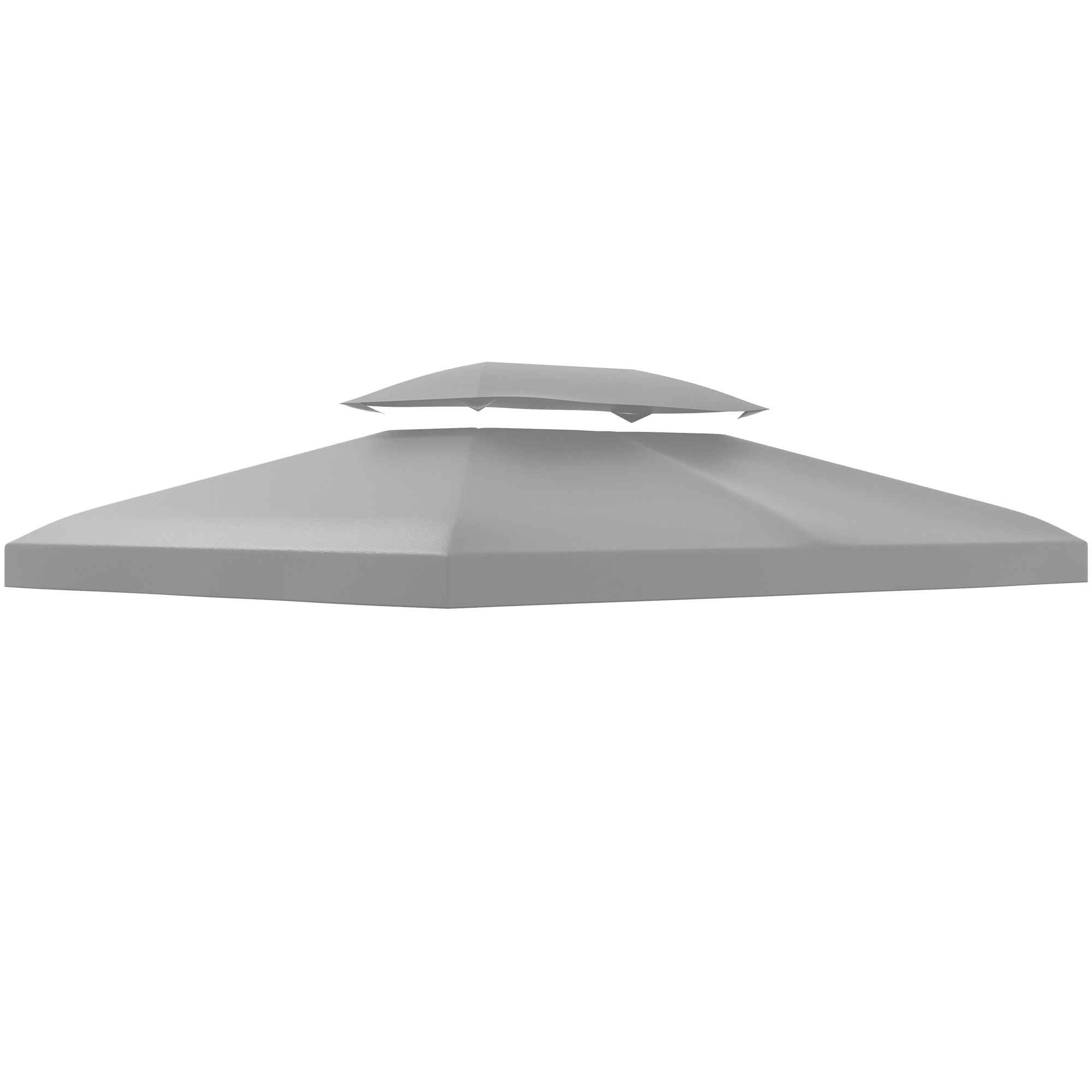 Techo de Repuesto para Cenador 4x3 m Cubierta de Repuesto con Techo Doble 10 Orificios de Drenaje y Protección UV Toldo de Recambio para Pabellón Gazebo Gris Claro