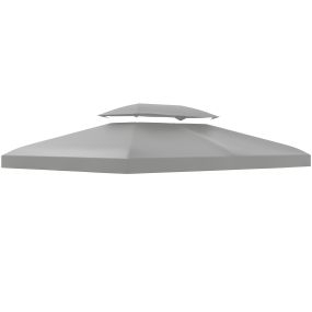 Techo de Repuesto para Cenador 4x3 m Cubierta de Repuesto con Techo Doble 10 Orificios de Drenaje y Protección UV Toldo de Recambio para Pabellón Gazebo Gris Claro