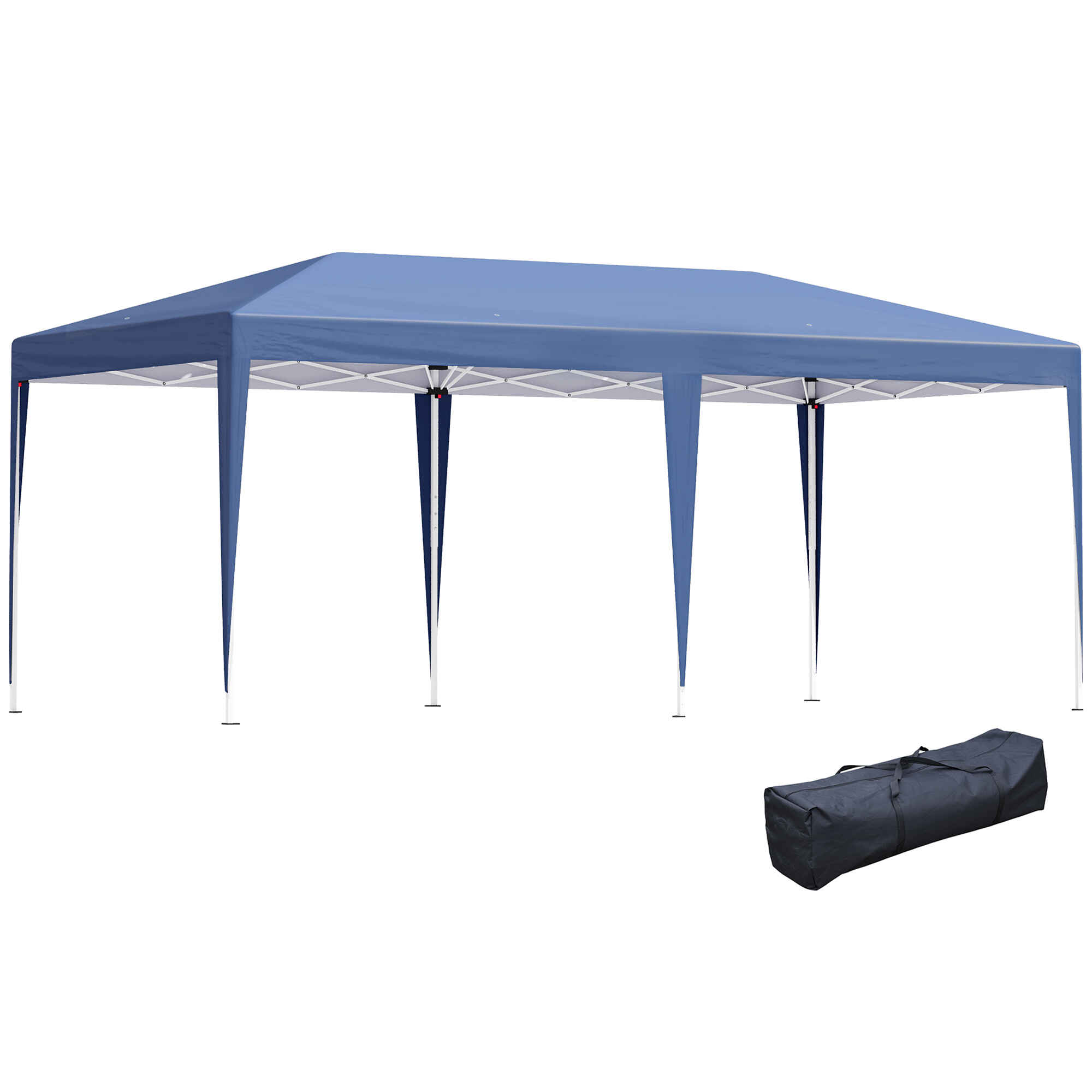Carpa Plegable 6x3 m Cenador de Jardín Gazebo con Altura Ajustable en 3 Niveles Bolsa de Transporte Marco de Acero Anti-UV para Patio Fiestas Camping Azul