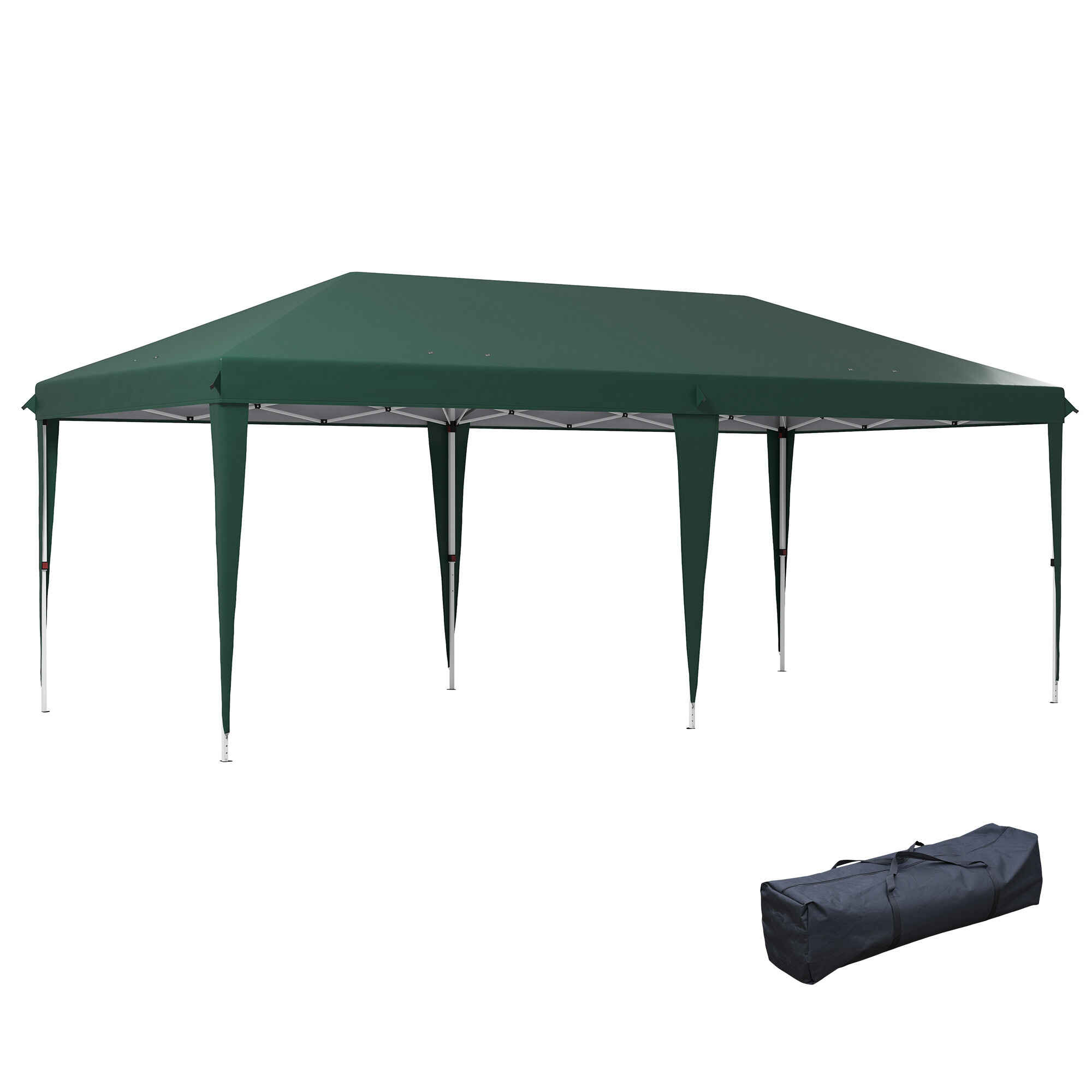 Carpa Plegable 6x3 m Cenador de Jardín Gazebo con Altura Ajustable en 3 Niveles Bolsa de Transporte Marco de Acero Anti-UV para Patio Fiestas Camping Verde
