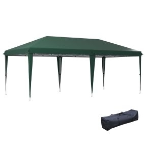 Carpa Plegable 6x3 m Cenador de Jardín Gazebo con Altura Ajustable en 3 Niveles Bolsa de Transporte Marco de Acero Anti-UV para Patio Fiestas Camping Verde