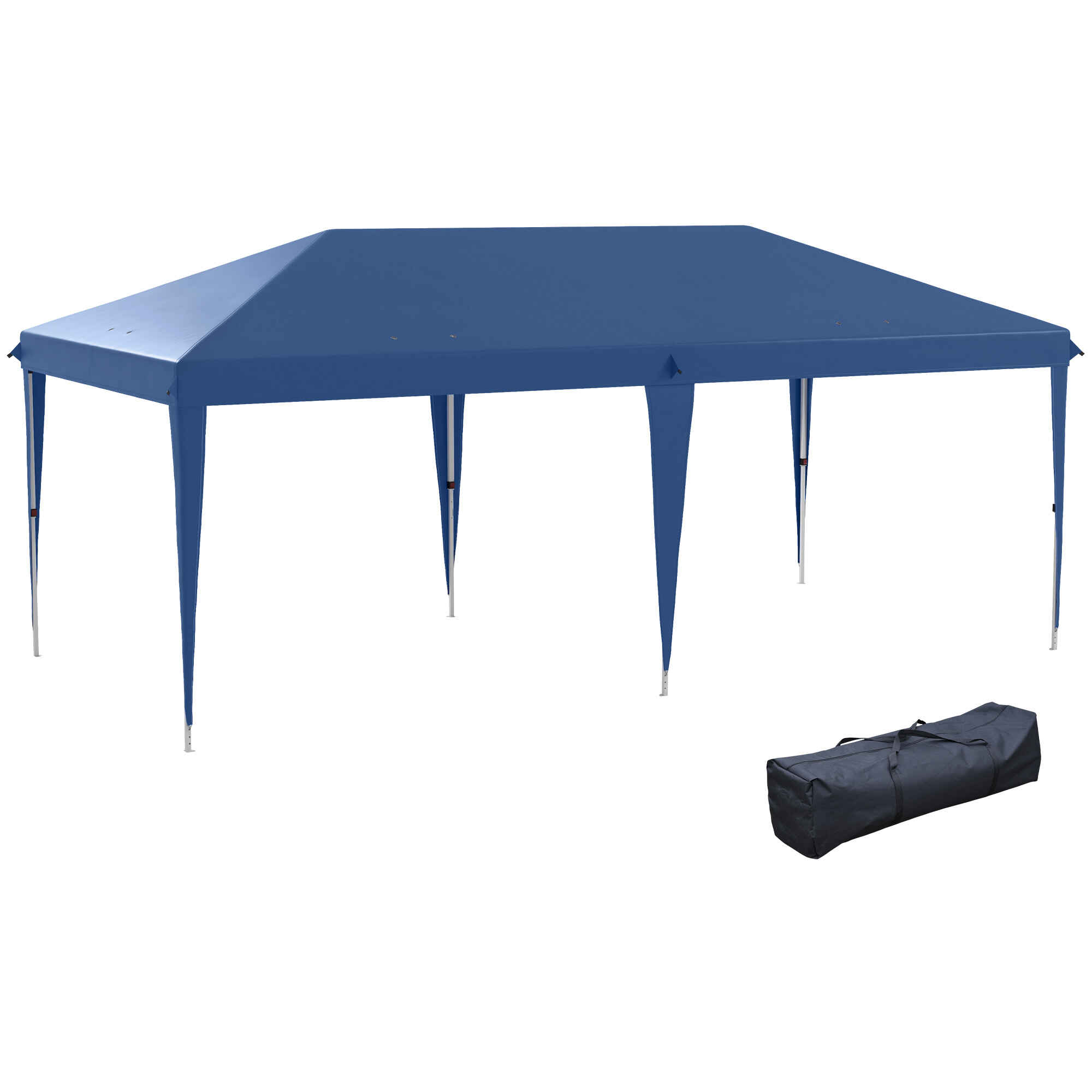 Carpa Plegable Gazebo 6x3 m Cenador Plegable con Altura Ajustable en 3 Niveles Toldo Anti-UV y Bolsa de Transporte para Camping Fiestas Azul