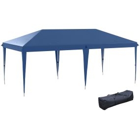 Carpa Plegable Gazebo 6x3 m Cenador Plegable con Altura Ajustable en 3 Niveles Toldo Anti-UV y Bolsa de Transporte para Camping Fiestas Azul