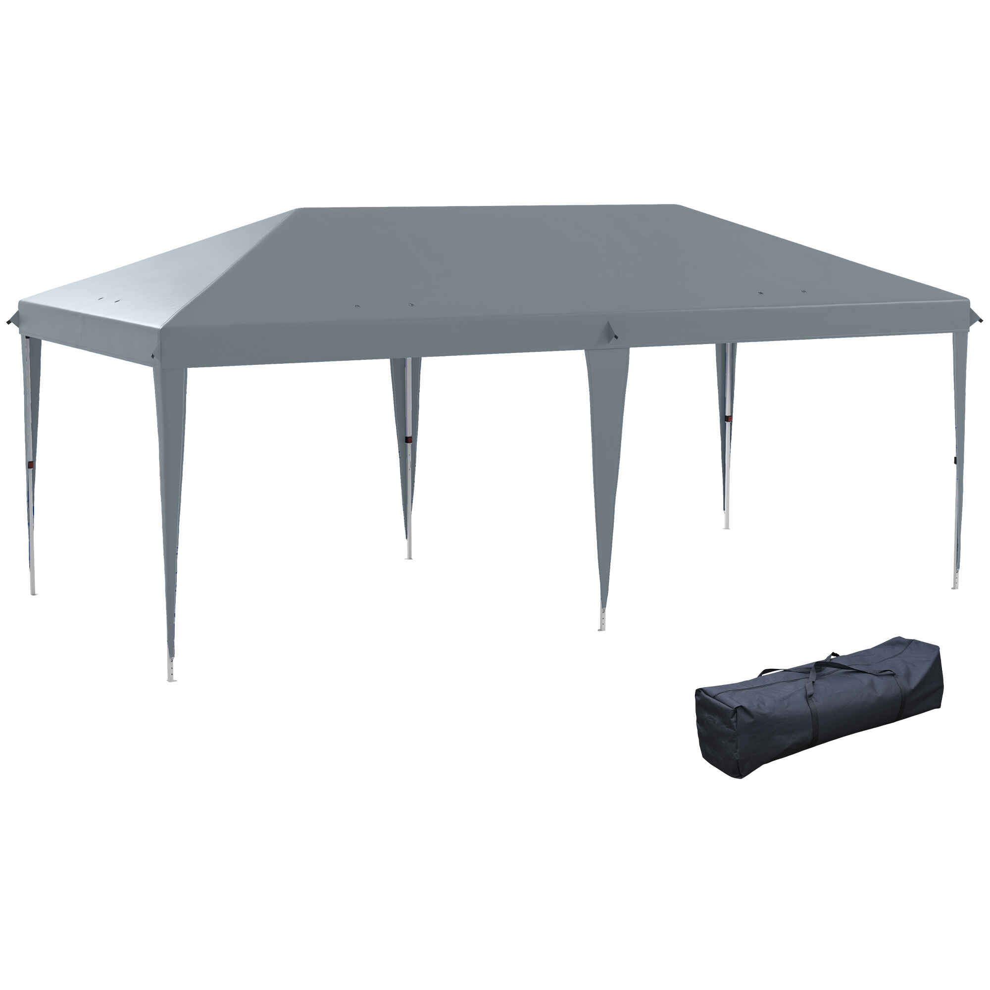 Carpa Plegable Gazebo 6x3 m Cenador Plegable con Altura Ajustable en 3 Niveles Toldo Anti-UV y Bolsa de Transporte para Camping Fiestas Gris Claro