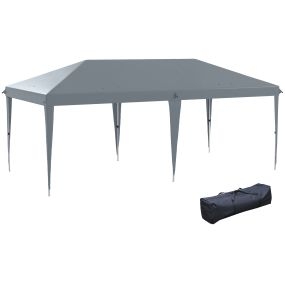 Carpa Plegable Gazebo 6x3 m Cenador Plegable con Altura Ajustable en 3 Niveles Toldo Anti-UV y Bolsa de Transporte para Camping Fiestas Gris Claro