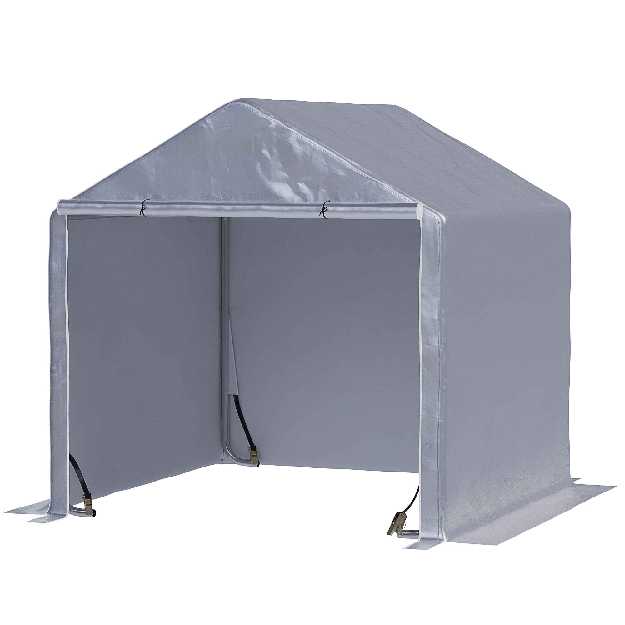 Carpa para Herramientas Bicicletas y Motos 2x2x2 m Garaje Portátil con 1 Puerta con Cremallera 1 Cubierta de PE Impermeable Anti-UV y Marco de Acero Cochera Portátil para Jardín Gris
