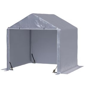 Carpa para Herramientas Bicicletas y Motos 2x2x2 m Garaje Portátil con 1 Puerta con Cremallera 1 Cubierta de PE Impermeable Anti-UV y Marco de Acero Cochera Portátil para Jardín Gris