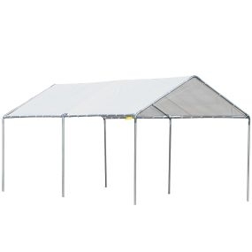 Cochera Exterior 3x6 m Carpa Garaje para Coche Impermeable con Toldo de Tela PE y Marco de Acero Galvanizado Pabellón Gazebo para Jardín Patio Blanco