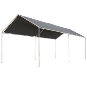 Cochera Exterior 3x6 m Carpa Garaje para Coche Impermeable con Toldo de Tela PE y Marco de Acero Galvanizado Pabellón Gazebo para Jardín Patio Gris