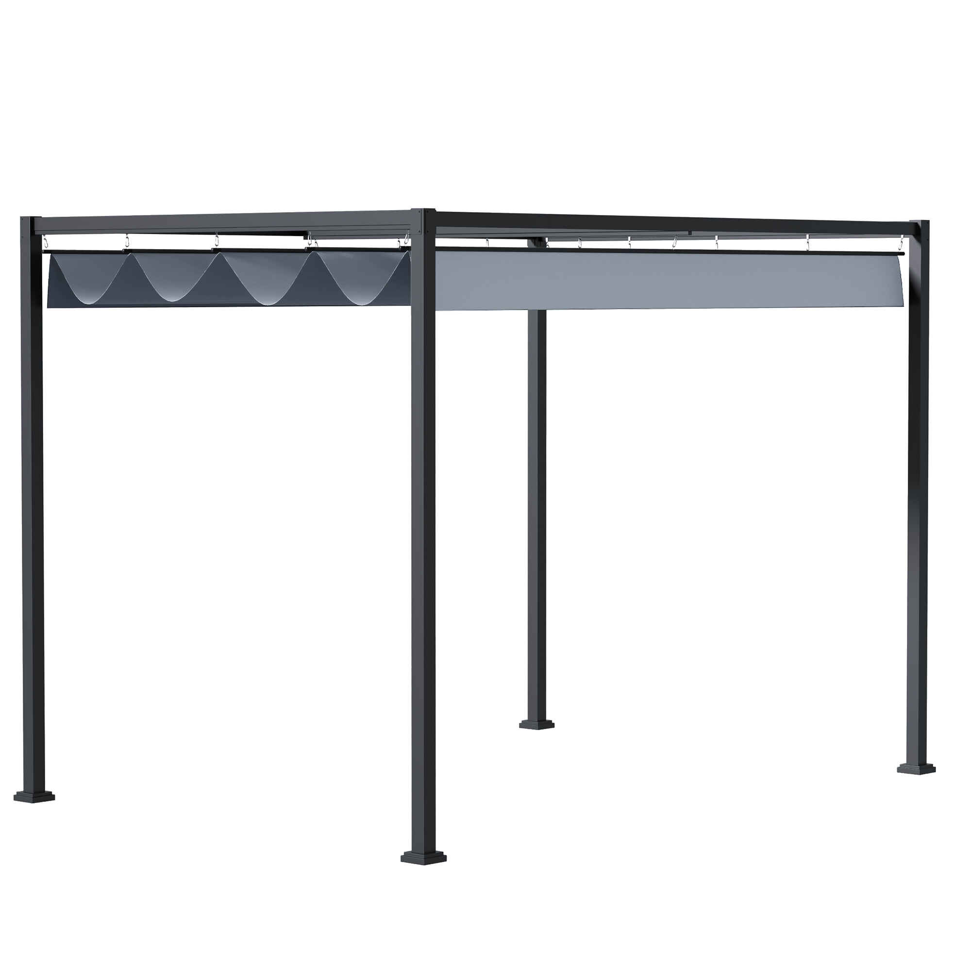 Pérgola con Techo Retráctil Pérgola de Jardín 4x3 m Cenador con Tela de Poliéster Resistente al Agua Pabellón para Patio Terraza Exterior Gris Oscuro