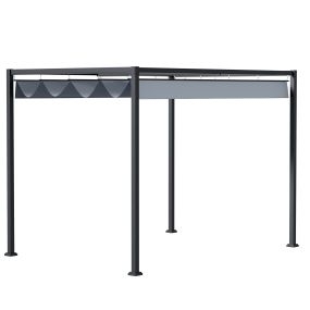 Pérgola con Techo Retráctil Pérgola de Jardín 4x3 m Cenador con Tela de Poliéster Resistente al Agua Pabellón para Patio Terraza Exterior Gris Oscuro