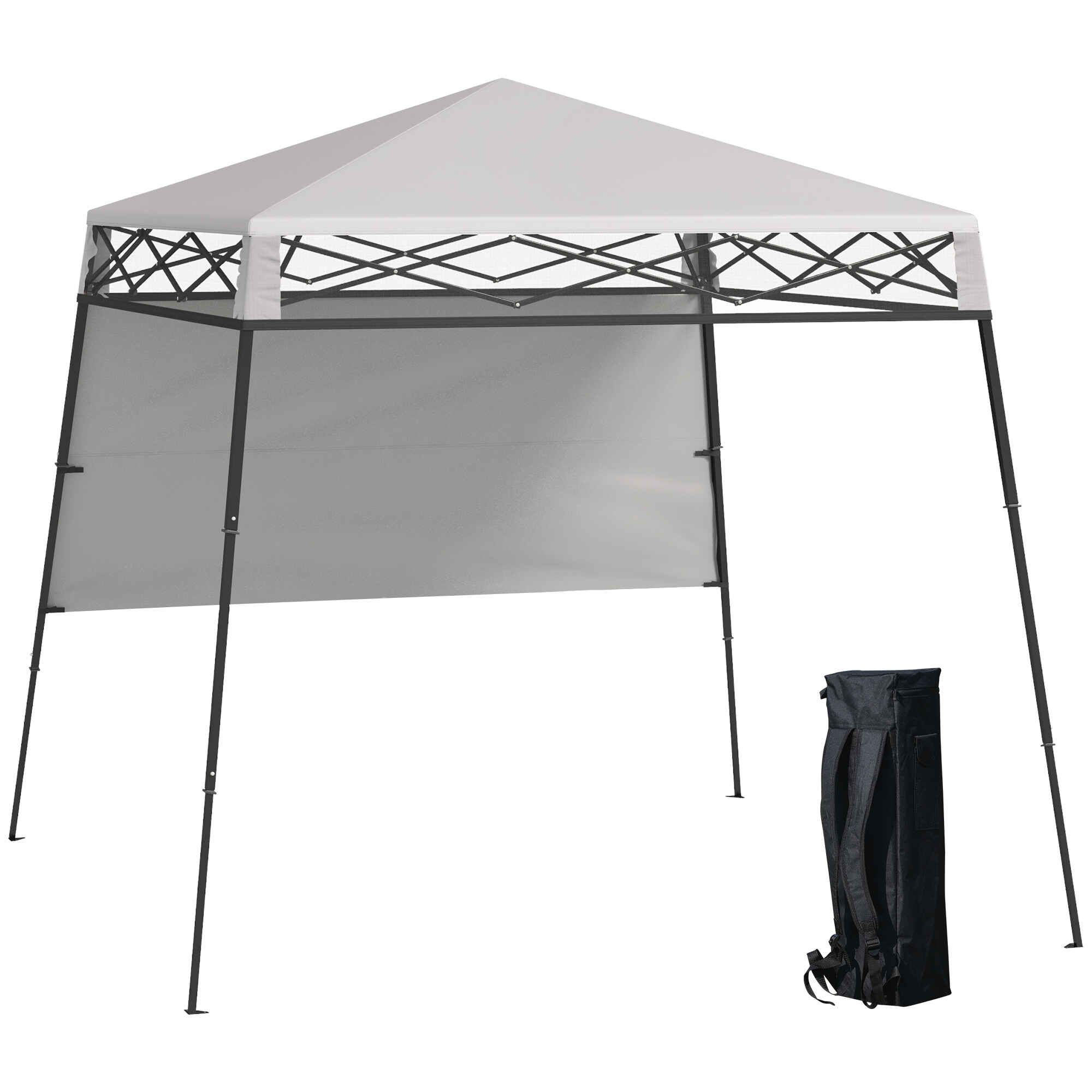 Carpa Plegable 220x220x200 cm Cenador Plegable con 1 Pared Lateral Bolsa de Transporte Impermeable y Protección UV50+ para Jardín Patio Blanco