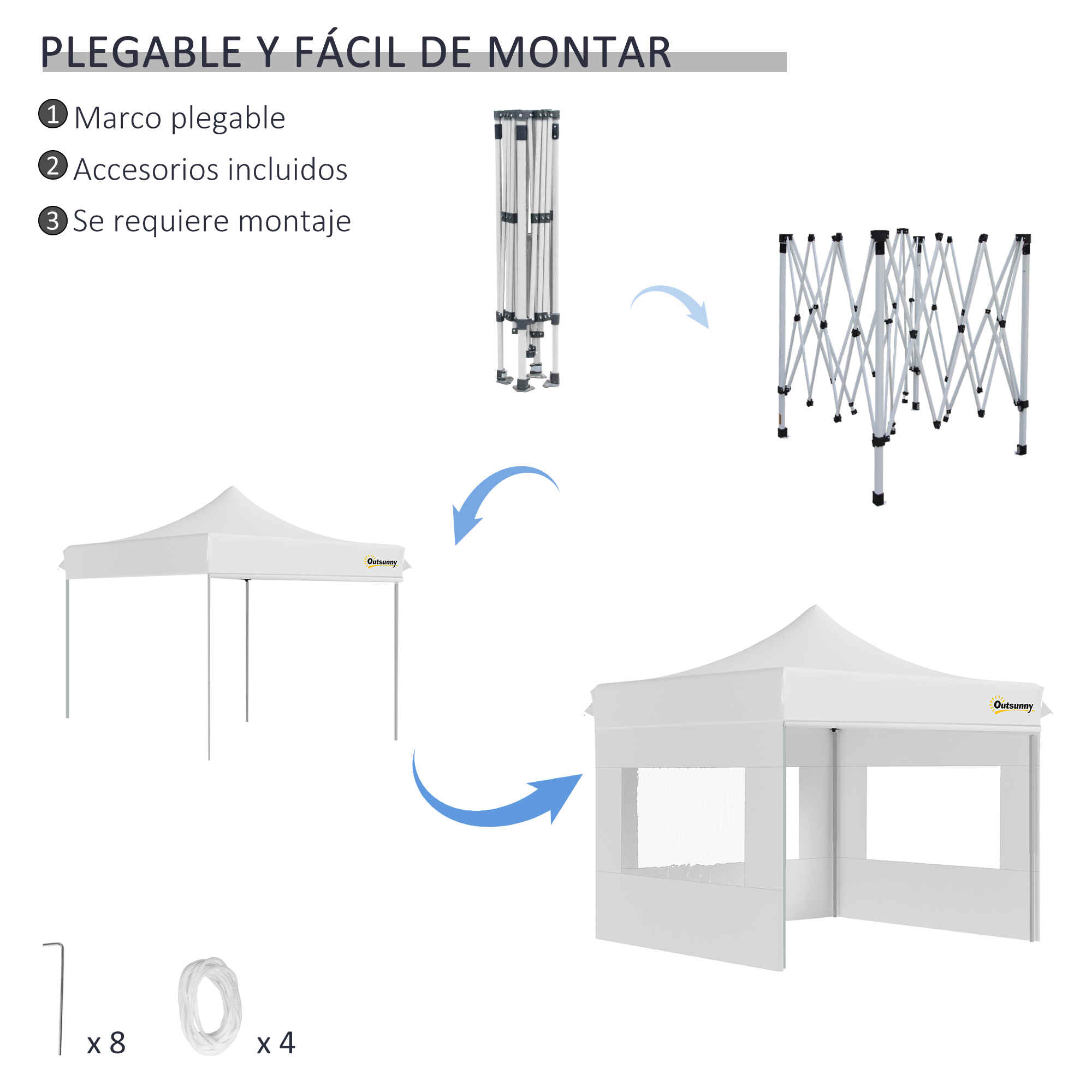 Outsunny Carpa Plegable 2x2 m Cenador de Jardín con 4 Paredes Laterales  Tela Oxford 2 Puertas 2 Ventanas y Bolsa de Transporte para Exterior  Terraza Camping Fiestas Verde 2x2m