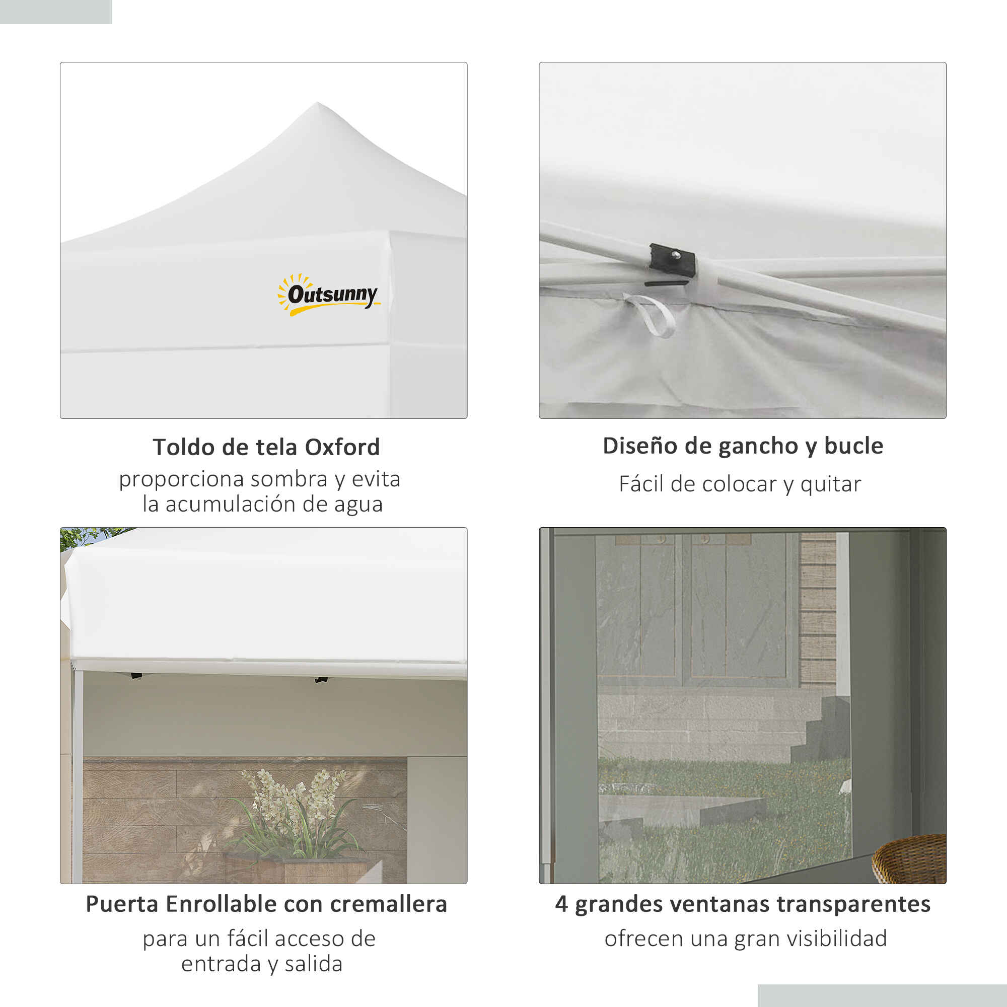 Outsunny Carpa Plegable 2x2 m Cenador de Jardín con 4 Paredes Laterales  Tela Oxford 2 Puertas 2 Ventanas y Bolsa de Transporte para Exterior  Terraza Camping Fiestas Verde 2x2m