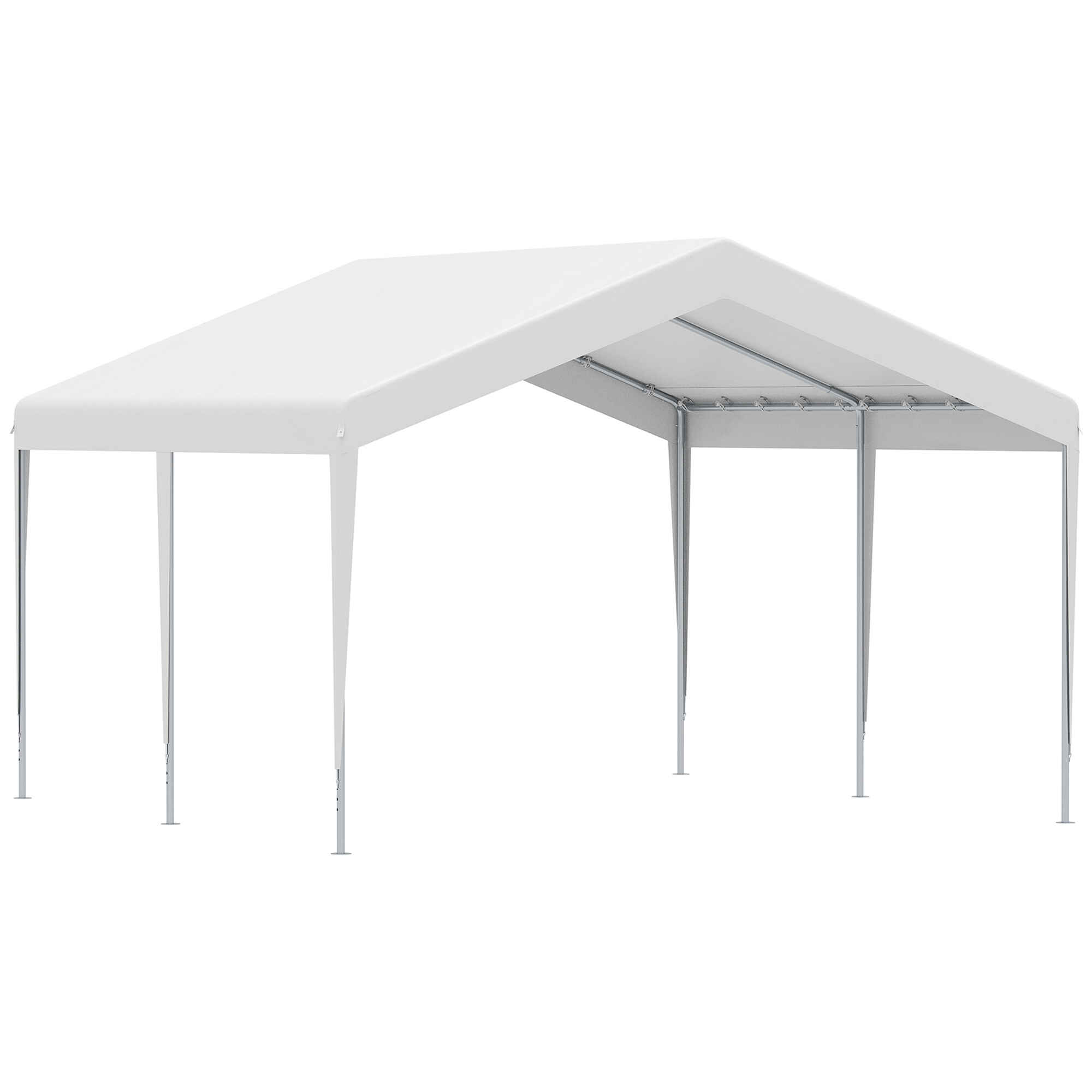Carpa Garaje para Coche 4x4 m Cochera Portátil Impermeable Pabellón Gazebo de Jardín Patio Exterior con Accesorios para Eventos Fiestas Metal Galvanizado Blanco