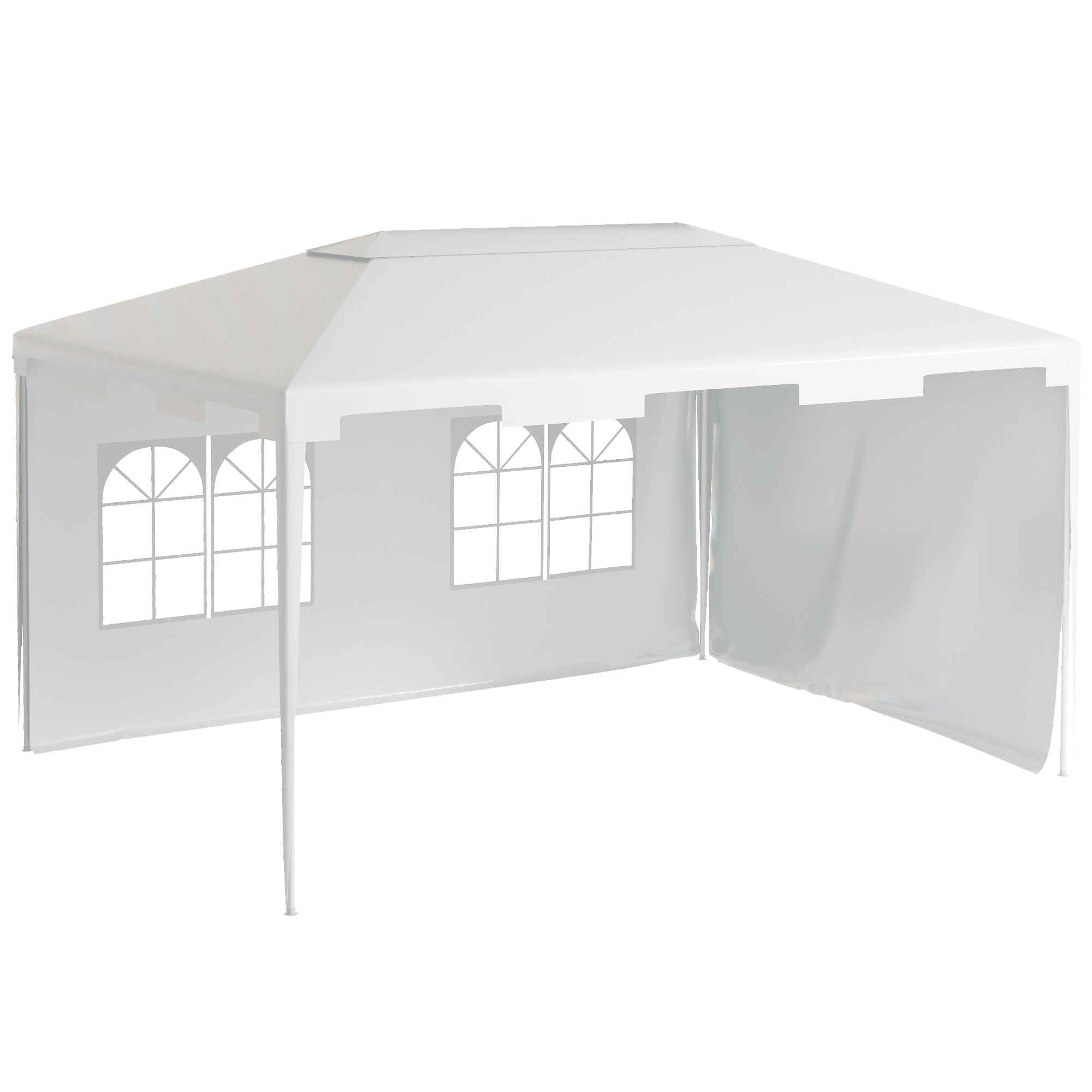 Carpa de Jardín 4x3 m Cenador Desmontable Exterior Gazebo con 2 Paneles Laterales 2 Ventanas y Marco de Acero Anti-UV Impermeable para Terraza Patio Blanco