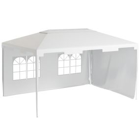 Carpa de Jardín 4x3 m Cenador Desmontable Exterior Gazebo con 2 Paneles Laterales 2 Ventanas y Marco de Acero Anti-UV Impermeable para Terraza Patio Blanco