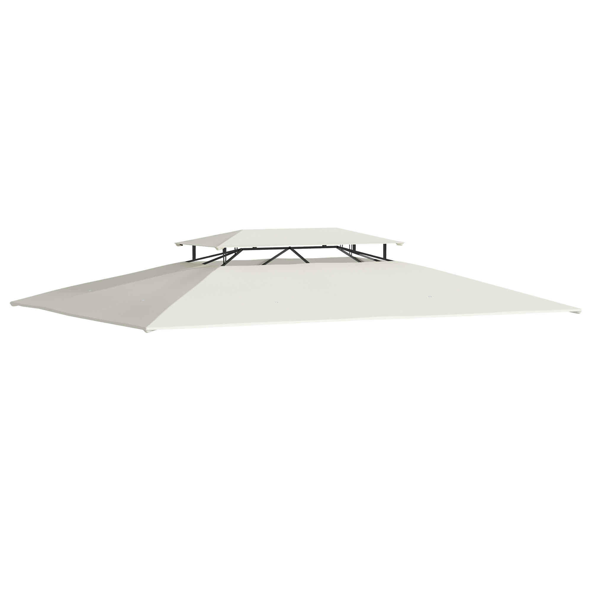 Techo de Repuesto 4x3 m para Cenador de Jardín 2 Niveles Transpirable con 8 Orificios de Drenaje Cubierta Superior de Reemplazo para Pabellón Gazebo Exterior Beige